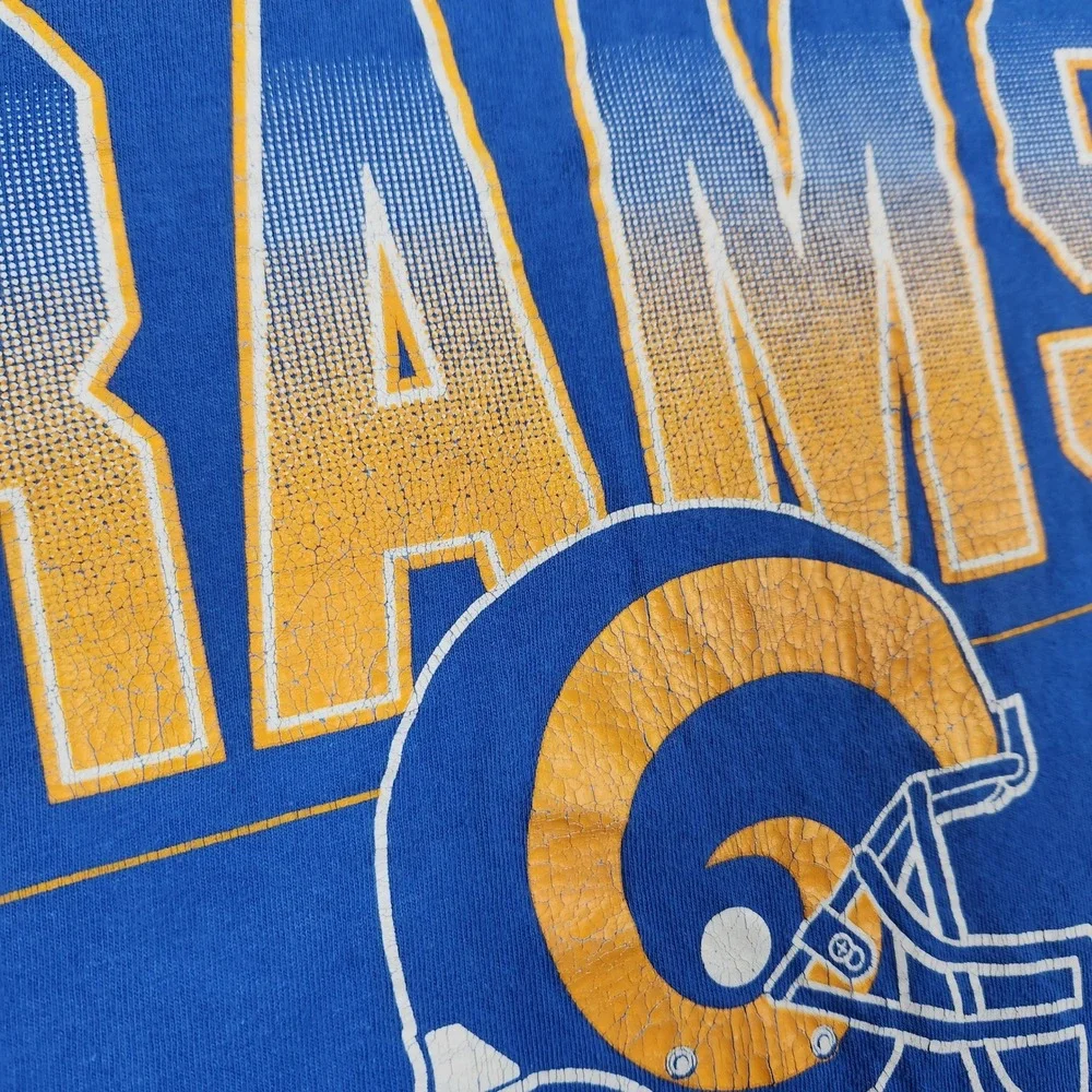 Vintage Los Angeles Rams Champion Shirt Mens XXL Blue Graphic Tee 90s USA Made - Picture 3 of 9